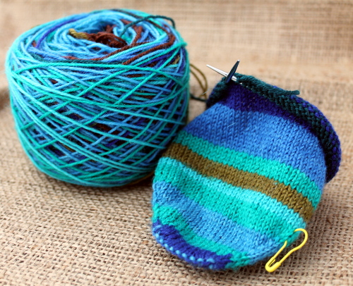 Stripey sock work-in-progress
