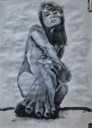 Charcoal and Gesso Fun